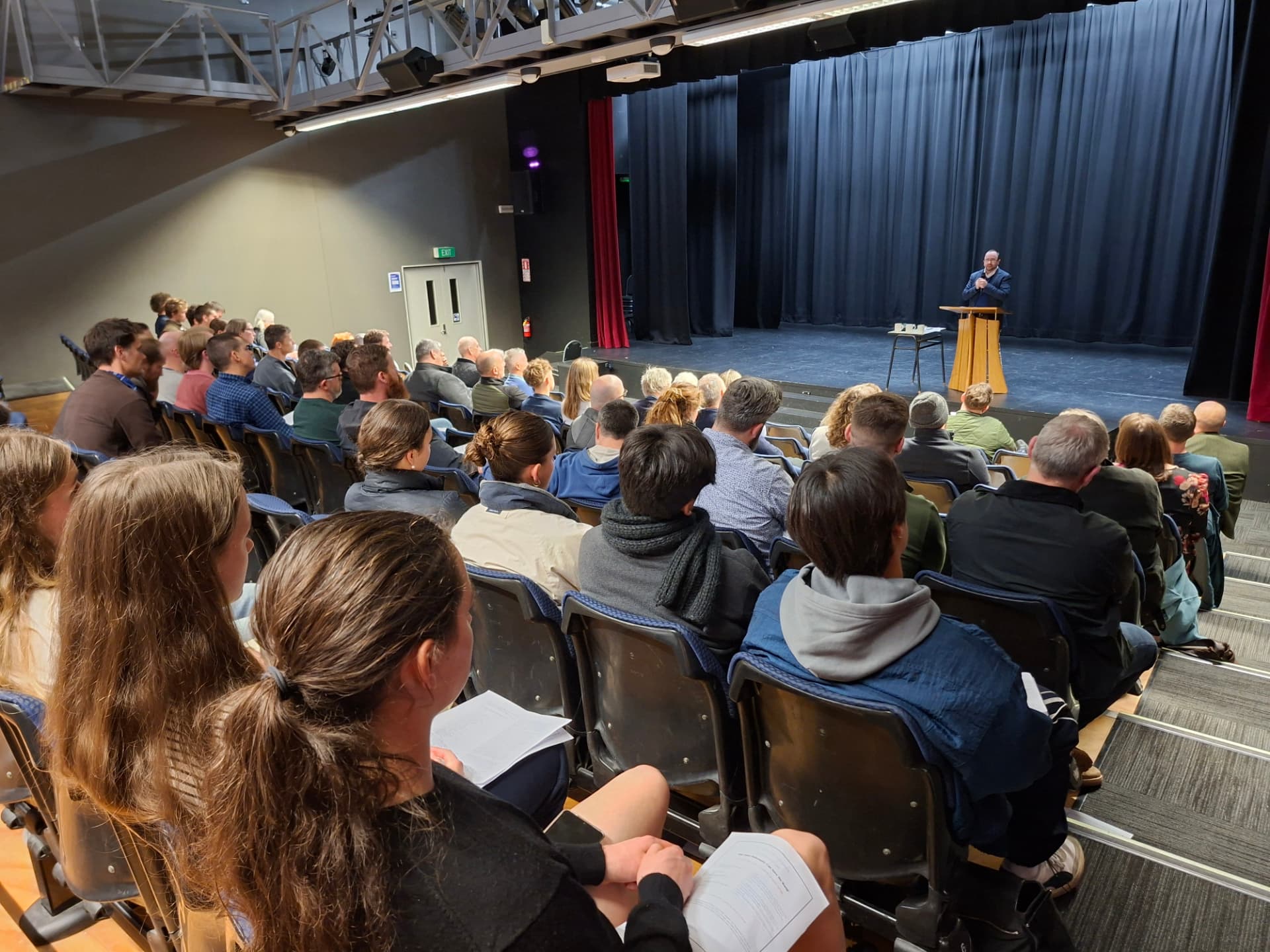 The audience gathered in the St Bede's College Auditorium for Dr Morrissey's keynote